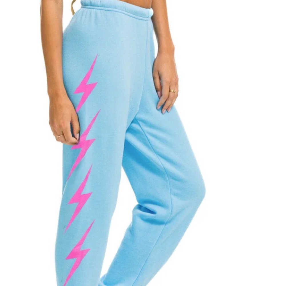 Aviator Nation Blue and Pink Lightning Joggers